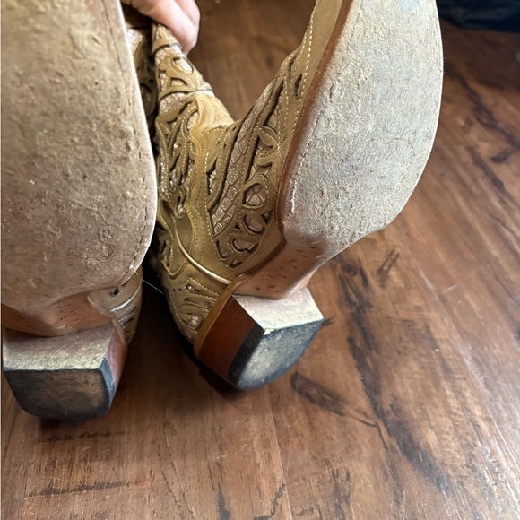 JB Dillon Tan with Sparkle Croc Print Inlay Snip Toe Western Cowboy Boots - Picture 5 of 8